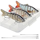 Realure 3 Stück Mehrgelenkige Hecht Köder mit 15cm 23cm 30cm Drahtspuren Hecht Angelköder Sets 3D Kunstköder Wobbler Langsam Sinkender Köder, für Süßwasser,Salzwasser, Forelle, Barsch