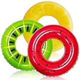 JOYIN 3 Stück Aufblasbare Schwimmringe mit Sommerfruchtmalerei,Schwimmring Erwachsene Schwimmreifen Wasser Ring 32.5'/82.5 cm Badespielzeug für Poolparty