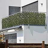 maxVitalis Balkon Sichtschutz Blätteroptik, inkl. 20 Kabelbindern, UV- und Wetterbeständig, 300 x 100 cm