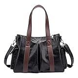 Coolives Damen Schultertasche Große Handtasche Henkeltasche Damenhandtasche aus PU-Leder Tasche Hobo Damentasche Shopper Umhängetasche Taschen für Frauen Mutter Schwarz