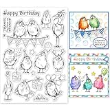 GLOBLELAND Cartoon Vogel Geburtstagsstempel, Transparente Stempel, Geburtstagsgeschenk, Comic Vögel, Silikonstempel Für DIY Scrapbooking, Fotoalbum, Dekorative Karten, Heimdekoration, 8.27x5.83zoll