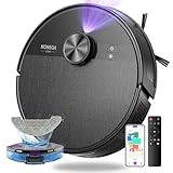 MONSGA Saugroboter mit Wischfunktion,5000Pa Saugkraft,180Min Laufzeit,Anti-Tangle-System,LiDAR Navigation, Staubsauger Roboter für Teppich, Tierhaare, APP & Fernbedienung Steuerung (Schwarz)