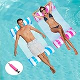 Trrrioosy Pool Floats 2 Stück Aufblasbare Wasserhängematte Schwimmbett 4-in-1 Wasser Hängematte für Erwachsene Faltbars Pool Schwimmstuhl Wasser Lounge Party Spielzeug mit Luftpumpe