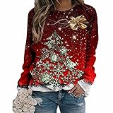 Coolster Tunika Für Den Hals Grafische Oberseite Frauen/Hals Women 's Weihnachts-Hemd Jeans-Bluse Schwarze Frau Stück Für Bedruckte Bluse Maßgeschneidertes Hemd Bildschirmdrucker Große Tunika T