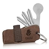 SENYOR CROW® Key Organizer mit Einkaufswagenlöser | Neuartiges Design für extra mehr Schlüssel | Hochwertiger Schlüsseletui aus Echtleder | Braun