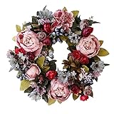 TianBao Künstlicher Türkranz mit grünen Blättern, Haustürkranz für alle Jahreszeiten, für drinnen und draußen, Tür-Blumenkranz für Hochzeit, Geburtstag, Wohnzimmerdekoration