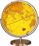 GOOFFY Beleuchtete Weltkugel mit goldenem Metallständer, 12,5 Zoll Durchmesser, dekorativer, antiker Ozean-Stil, geografischer Leuchtglobus for Zuhause und Büro Globus