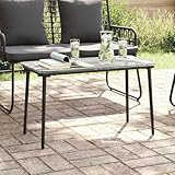 Qnhdfrt Gartentisch Schwarz 80 x 40 x 45,5 cm aus Polyrattan mit Sicherheitsglas Modernes Design Robuste Konstruktion Langlebig rutschfest für Balkon Terrasse Wohnzimmer