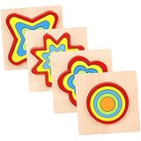 ORFOFE 4 Sätze Formpuzzle Geometrieform Kognitives Spielzeug Holzblockspielzeug Geometrieform Bausteinspielzeug Kinderblöcke Kind Lernspielzeug Lernpuzzlespielzeug Holzspielzeug