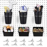 CIOUYAOS 6 Sets Lochwand Zubehör Pegboard Box Cup mit Haken und 10pcs Ringe, Stecktafel Werkzeugregal Tools Organizer Storage für Garage Werkbank Hobby Craft Room Home Büro Küche Zubehör