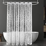 URAQT Duschvorhang, Anti-schimmel Wasserdicht Schnelltrocknend Duschvorhänge, Waschbar PEVA Shower Curtains 180x180 cm mit 12 Edelstahl Duschvorhangringen, Badewanne Shower Curtain(3D Kieselsteine)