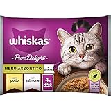 Whiskas Pure Delight Menü Sortiert 1+ Jahre, Nassfutter für Katzen, 13 Packungen mit je 4 Beuteln x 85 g (52 Beutel insgesamt)
