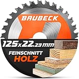 BAUBECK Sägeblatt für Winkelschleifer 125 - Feinschnitt in Holz - Trennscheibe 125 Holz uvm