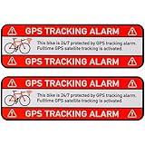 Aufkleber Set 'BIKE GPS TRACKING ALARM!', 2 Stück, 67 x 21 mm, selbstklebende Folie, außenklebend, Fahrrad Warnhinweis Sticker für Außenbereich, Diebstahlschutz Zweirad, Klebesticker alarmgesichert