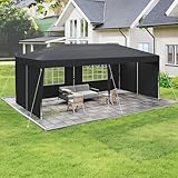 NAIZY Faltpavillon 3x6 m Pavillon Wasserdicht Gartenpavillon mit 4 Seitenteilen und Tragetasche Faltbar Zelt Polyester Partyzelt UV-Schutz Metall-Verstrebungen, Anthrazit