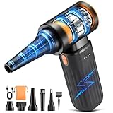 Kedoyoy Elektrische Staubgebläse, 3 Gang 200000 RPM Electric Air Duster mit 8000 mAh Akku Ultraleise Druckluft für PC Reinigungsset, Tastaturen, Autos und Außenbereich (Schwarz)