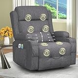 SQUEBILIFE Relaxsessel Fernsehsessel Elektrisch Verstellbar Massagesessel mit Wärmefunktion Liegefunktion Fußteil, 2 Seitentaschen Getränkehalter, TYP C & USB-Anschlüsse, TV Sessel für Wohnzimmer