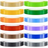 12 Farben Satinbänder 10mm X 22m Geschenkband Set Geschenkbänder zum Basteln Geschenkbänder Weihnachten Halloween Schleifenband Hochzeit Ballonband Webband zum Nähen für Basteln Party Hochzeiten