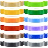 12 Farben Satinbänder 10mm X 22m Geschenkband Set Geschenkbänder zum Basteln Geschenkbänder Weihnachten Halloween Schleifenband Hochzeit Ballonband Webband zum Nähen für Basteln Party Hochzeiten