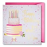 Art Nuvo Geburstagkarte für Frauen - fröhliche Geburtstagskarte mit Umschlag voller Glanz und schimmerndem Licht, das sich in der glitzernden Zahl und den bunten Drucken widerspiegelt