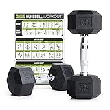 PhysKcal Hexagon Hanteln Poly-Gummierte | 5 kg Paar (2 Stück) | Rutschsicher Ummantelt | Ergonomische Verchromte Griffe | Kurzhantel-Set | Dumbbells Set