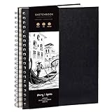 Skizzenbuch für Künstler, gebunden, DIN A4 – sehr festes Papier, 200 g/m² – großes, spiralgebundenes, für Kinder und Profis für Zeichnungen und Skizzen – 21 cm x 29 cm, 40 Bögen / 80 Seiten