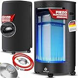 KESSER® Gasheizer Keramik 4200 Watt Gas Heizstrahler inkl. Gasdruckregler Gasschlauch - Gasheizofen inkl. Schutzhülle Gasheizgerät, Infrarot Keramikbrenner, Butan- oder Propangasflaschen, Schwarz