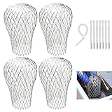 4 Stück Laubschutz Dachrinne, Dachrinnen Laubschutz, Fallrohrschutz, Laubschutz Dachrinne, Laubschutz für Dachrinnen, Laubfang Fallrohr, für Fallrohre mit 3–15 cm Durchmesser(+ 8 Nylonband)