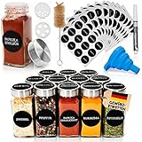 Deco haus® Gewürzgläser eckig luftdicht 12er Set [inkl. Etiketten & Streueinsatz] - Gewürzdosen Set Glas - Gewürzbehälter Spice Jars - Gewürze Aufbewahrung - Behälter für Gewürze - Gewürzaufbewahrung