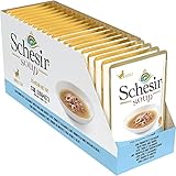 Schesir Cat Soup Thunfisch mit Tintenfisch, Katzenfutter Suppe, 20 Beutel x 85 g