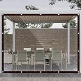 Plane Transparent wasserdichte Mit ösen Wetterfeste Zeltplane Mehrzweck Fensterfolie Abdeckplane PE Abdeckung Für Balkon, Pavillon, Balkon, Garten, Anpassbar (3x4m)