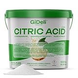GiDeli Zitronensäure  Lebensmittelqualität in Pulver Monohydrat 1000 g reine E330 Kristalle reinigungsqualität entkalker säuerungsmittel ungesüßt im wiederverschließbaren eimer 1 kg