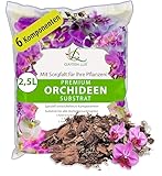 Garten Lux Premium Orchideenerde 2.5L-6-Komponenten Orchideensubstrat für gesundes Wachstum und optimale Pflege Ihrer Orchideenpflanzen-Ideales Substrat für alle Orchideenarten