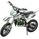 Actionbikes Motors Mini Kinder Crossbike Gazelle 49 cc - Scheibenbremsen - Sportluftfilter - Sportauspuff - Luftbereifung - Pocket Bike - Motorrad - Motocross - Dirt Bike - Enduro - Dirtbike (Grün)