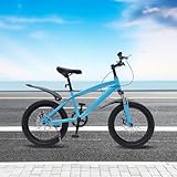 MEELRYD 18 Zoll Kinderfahrräder, Mountainbike Kinder Fahrrad Cruiser mit Schutzblech und Reflektoren für Mädchen und Jungen (Blau)