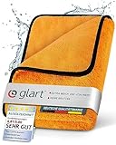 Glart Auto Trockentuch XXL - Premium extra saugstark - 90x60cm Mikrofasertuch zum kratzfreien Trocknen vor Autopolitur & nach Felgenbürste - Großes Mikrofaser – Orange