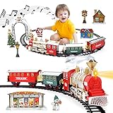 deAO Spielzeugeisenbahn-Set für Kinder mit Scheinwerfer, Rauch, realistischen Klängen (Multicolor)