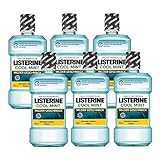 Listerine Cool Mint, Milder Geschmack, Antibakterielle Mundspülung ohne Alkohol, Für gesunde Zähne, 6 x 600 ml
