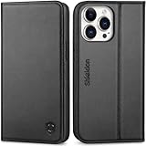 SHIELDON Hülle für iPhone 14 Pro Max Handyhülle TPU [Echtleder] [Kartenfach] [Magnet] Standfunktion RFID-Sperre Case Schutzhülle Lederhülle Kompatibel mit iPhone 14 Pro Max 6,7 - Schwarz