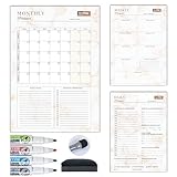 Magnetischer Kühlschrankkalender, 1 magnetischer Wochenplaner, 1 magnetischer Kühlschrank-Monatsplaner, 1 magnetischer Tagesplaner, 4 Filzstifte mit Magnet und Löschung