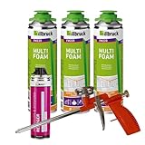 FM220 Bauschaum Montageschaum Pistolenschaum Multischaum Fensterschaum hohe Schalldämmung Wärmedämmung 500ml Kombisets (mit Reiniger AA290 + Schaumpistole Compact, 3x 500ml)
