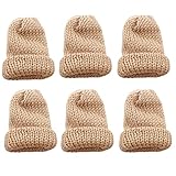 MIJOMA 6 Stück Set Eierwärmer-Strickmütze, Eiwärmer aus Strick, gestrickte Eierwärmermützen für Frühstückseier, Mini-Mütze Bastelbedarf, Geschenkidee Geburtstag Umzug Neueinzug (Hellbraun)