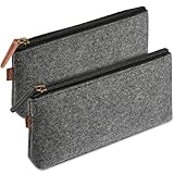 2 Stück Kosmetiktasche Filz, Filzmäppchen, Multifunktions Federmäppchen, Briefpapier Beutel Kosmetiktasche mit Reißverschluss, für Stifte Bleistifte Leuchtmarker Andere Büro Schulbedarf
