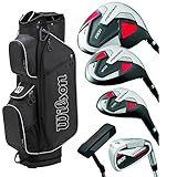 WILSON Pro Staff SGI Komplettset/Golfset für Herren, Rechtshand, Graphitschäfte, Cartbag in Schwarz | Inkl. 3 Staff Golfbälle