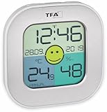 TFA Dostmann Hygrometer Fun, innen, digitales Thermometer, Luftfeuchtigkeitsmessgerät, silber, L 9 x B 2 x H 9 cm