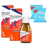 MUCOSOLVAN® Kindersaft mit Ambroxol - Schleimlösung für Kinder bei zähem Hustenschleim - 2 x 250 ml, mit 2 Duschbomben