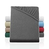 BaSaTex Flausch Feinbiber Winter Spannbettlaken Biber Spannbetttuch | 100% Baumwolle | 140x200 – 150x200 cm | Anthrazit