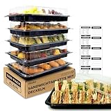 ebake Mehrweg Servierplatte mit Deckel (5 Stk. à 34 x 24,5 x 7,4 cm) - Meal Prep Boxen für Partys usw. - Inklusive Sticker-Etiketten