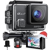 Surfola Action Cam 4K, Unterwasserkamera 40M Wasserdicht 20MP EIS Bildstabilisierun 170° Weitwinkel Helmkamera WiFi