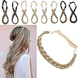 SEGO Extensions Haarband geflochtene Braids Haar Haarverlängerung verstellbare Stirnband elastische Stretch Haarteil Beauty-Accessoire für Frauen Aschblond S-1.5cm（0.6') -27g